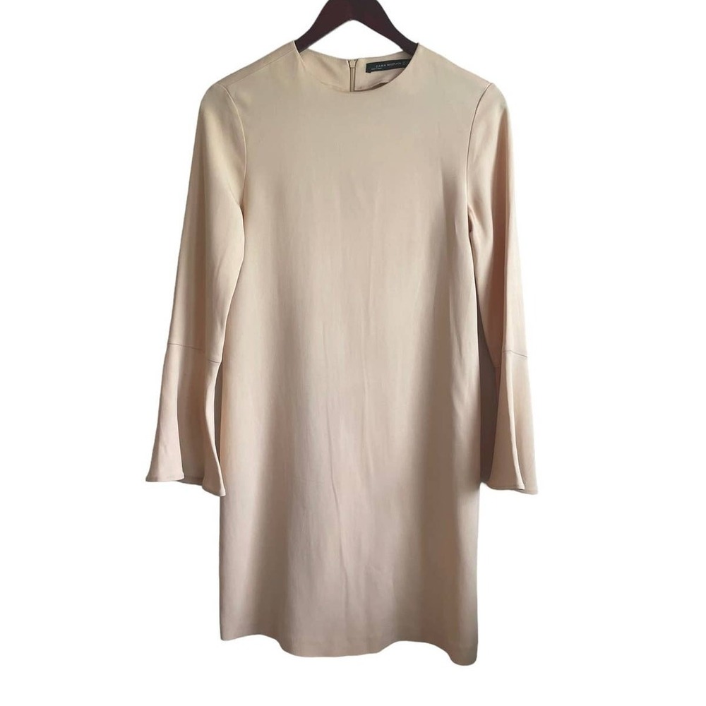 Zara Woman Shift Mini Dress XS Pastel Orange Mod Minimalist Soft Girl‎ Euro Chic